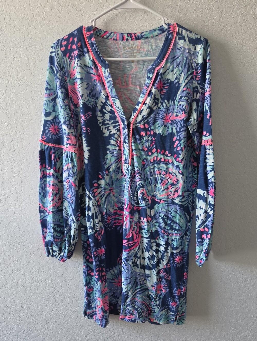 Lilly Pulitzer Joy Tunic Dress Deep Indigo Gypsea Girl Size S